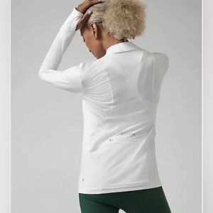 Athleta Half Zip Running White Long Sleeve